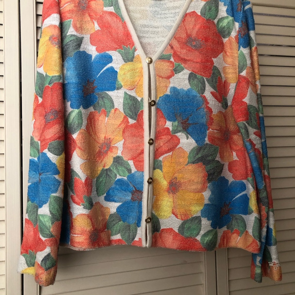 St. John Sport by Marie Gray cotton knit cardigan and shell - Large